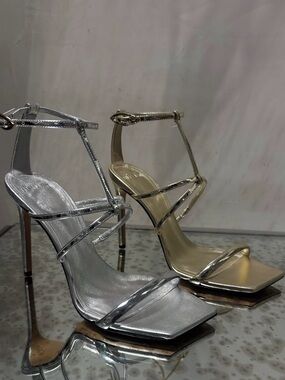 Alexandre Birman GOLD Metallic Strappy Heels